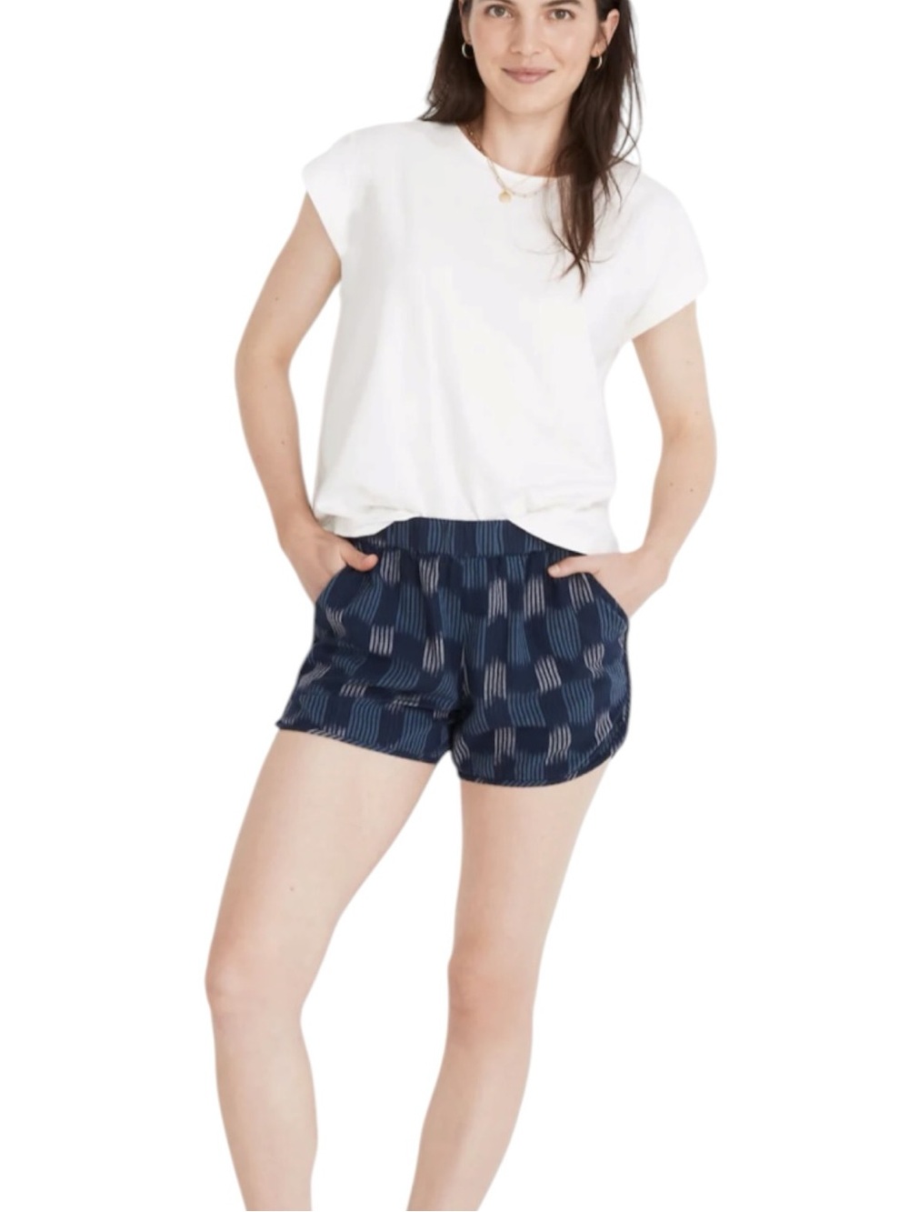 MADEWELL Pasadena Pull-On Jacquard Stripe Shorts Coastal Preppy Blue S